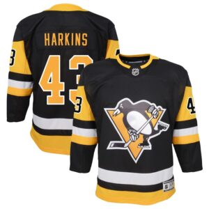 Jansen Harkins Youth Black Pittsburgh Penguins Home Premier Custom Jersey