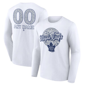 Men's Fanatics Branded White Toronto Maple Leafs Personalized Name & Number Leopard Print Long Sleeve T-Shirt